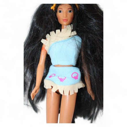 Front view of Pocahontas Barbie Doll highlighting outfit details