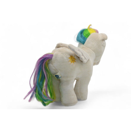 Close-up of Hasbro Softies tag on vintage Pegasus plush