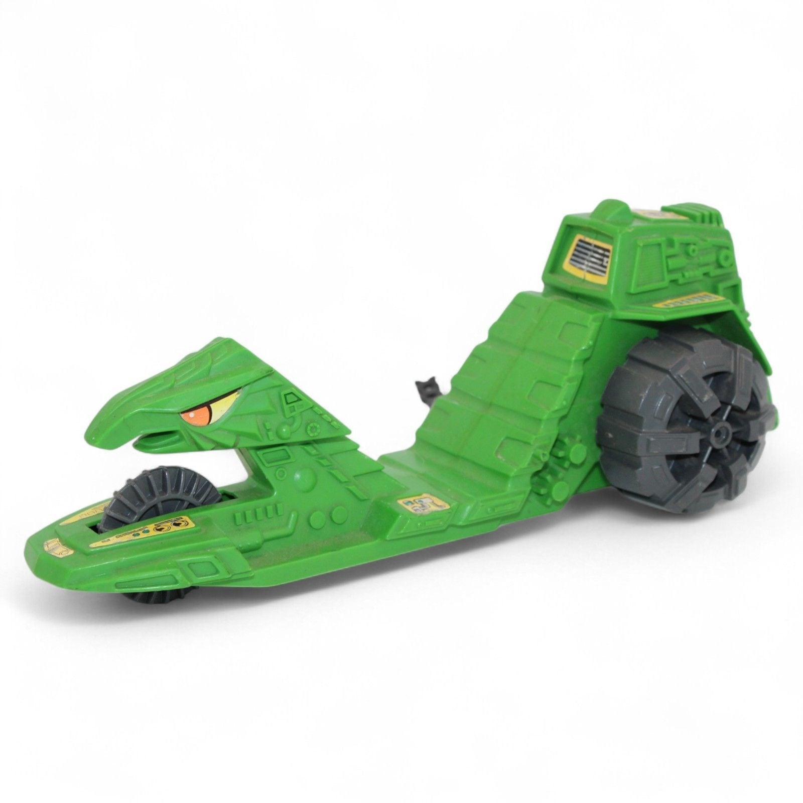 Vintage He-Man Road Ripper green toy vehicle from the 1980s, side view