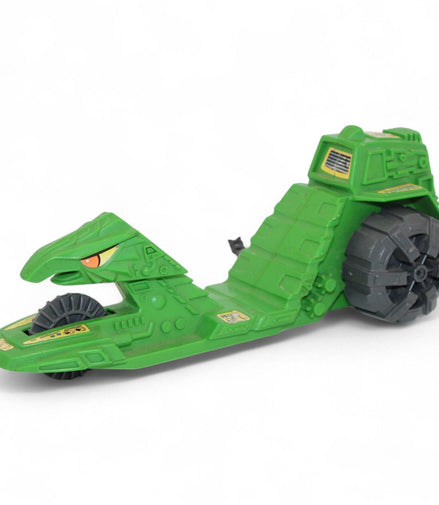 Vintage He-Man Road Ripper green toy vehicle from the 1980s, side view
