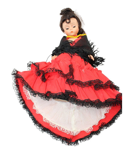 Vintage Madame Alexander Spain Doll in red and black lace dress