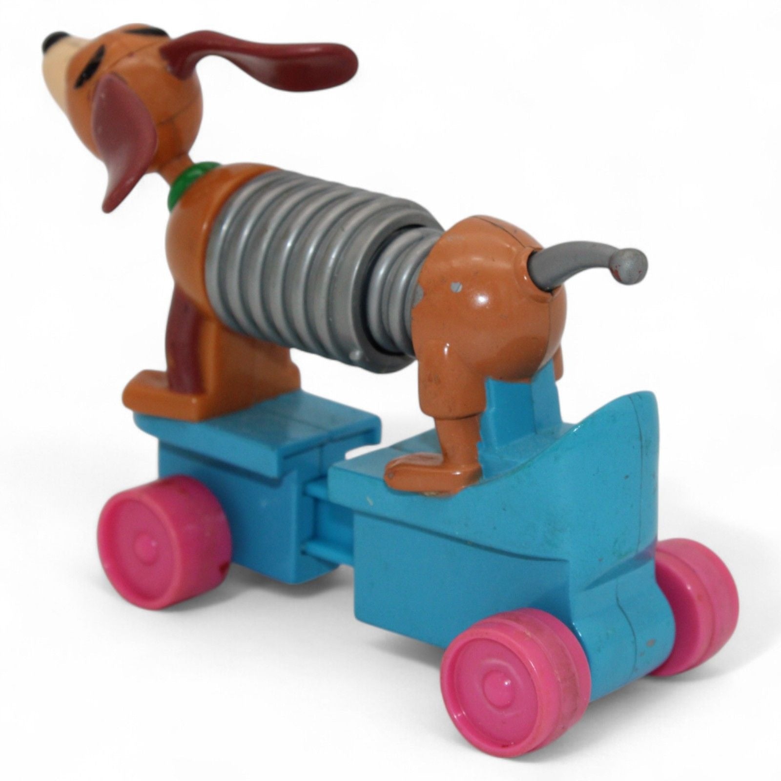Back view of Toy Story Slinky Dog with pink wheels