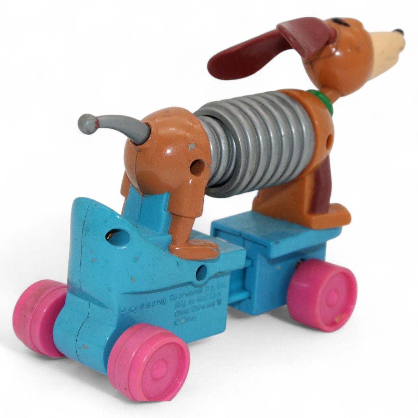 Close-up of Slinky Dog's flexible metal spring body