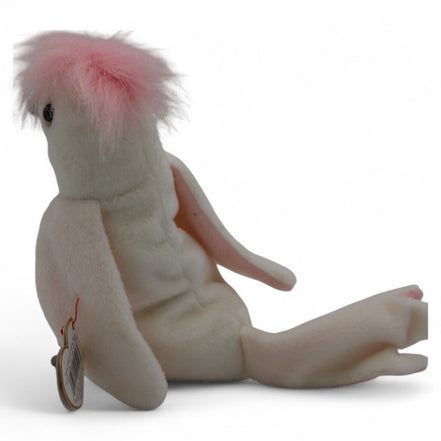 Back view of Kuku Cockatoo Beanie Baby showing pink crest
