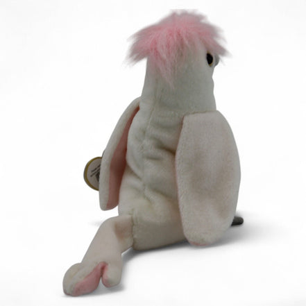 Close-up of Kuku Cockatoo Beanie Baby's pink crest