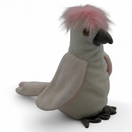 Vintage Ty Beanie Baby Kuku Cockatoo with pink crest and hang tag
