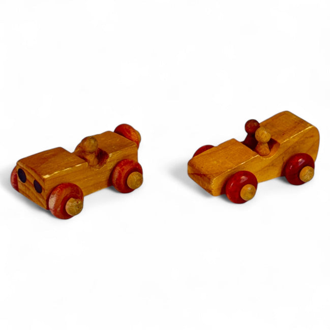 Vintage wooden toy cars with red wheels by Montgomery Schoolhouse