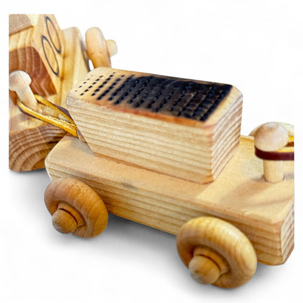 Wooden train set showcasing natural wood and craftsmanship