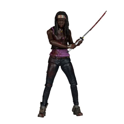 Michonne action figure in action pose from The Walking Dead