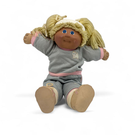 Vintage Cabbage Patch Kids Doll Blonde Pigtails Blue Eyes 1980s Coleco