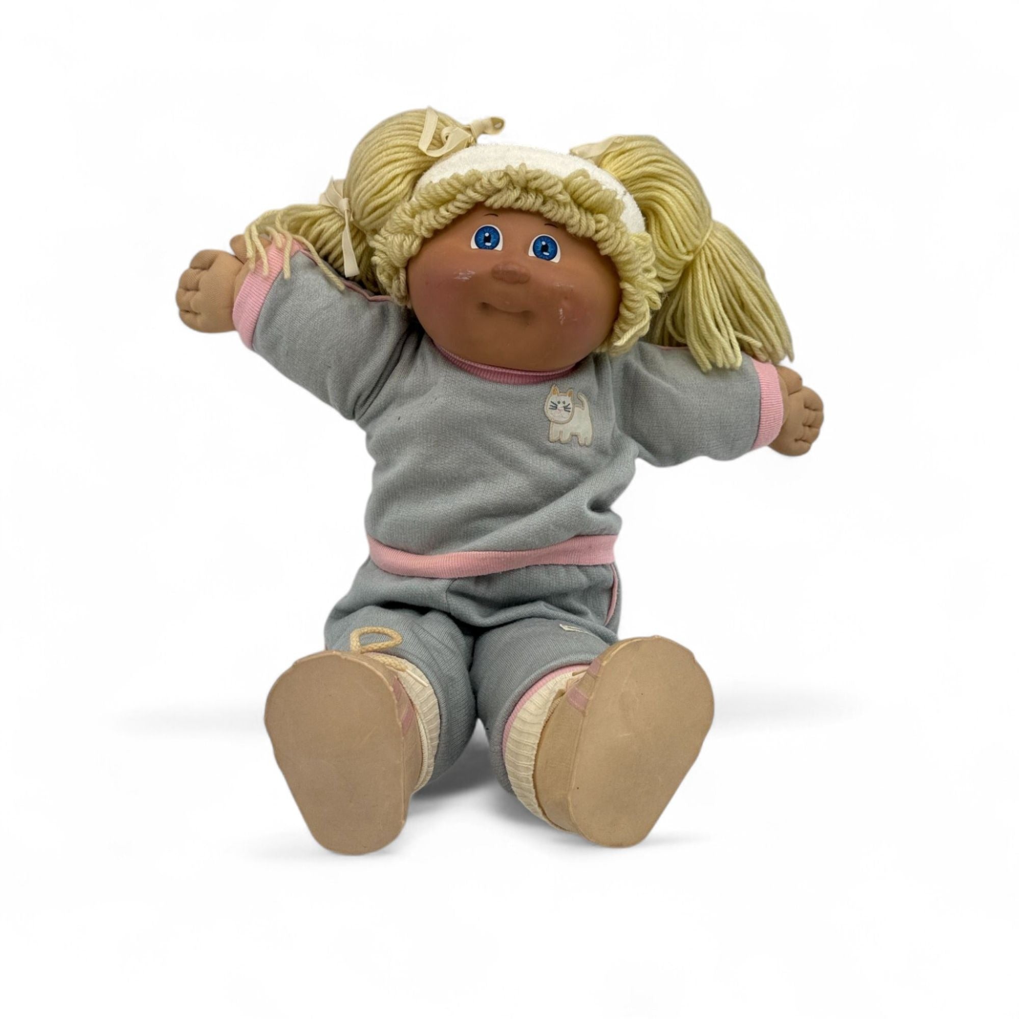 Vintage Cabbage Patch Kids Doll Blonde Pigtails Blue Eyes 1980s Coleco