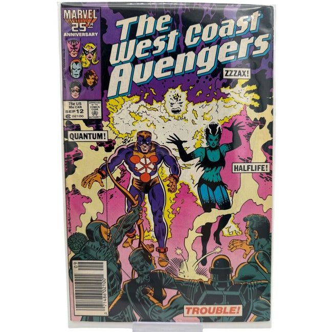 Cover of West Coast Avengers #12 featuring Zzzax and Halflife