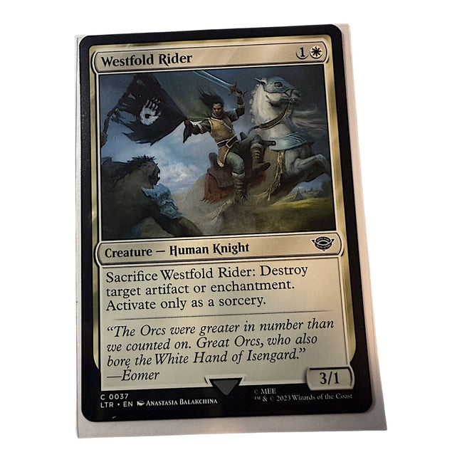 Westfold Rider Magic The Gathering card featuring a Human Knight from the Lord of the Rings set
