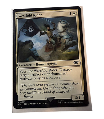 Westfold Rider Magic The Gathering card featuring a Human Knight from the Lord of the Rings set
