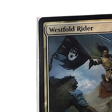 Close-up of the Westfold Rider card showing the Human Knight artwork