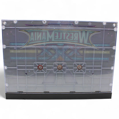 WWE WrestleMania 30 Opening Toast Funko Pop Deluxe Set #05 featuring The Rock, Stone Cold Steve Austin, and Hulk Hogan inside a wrestling ring display

