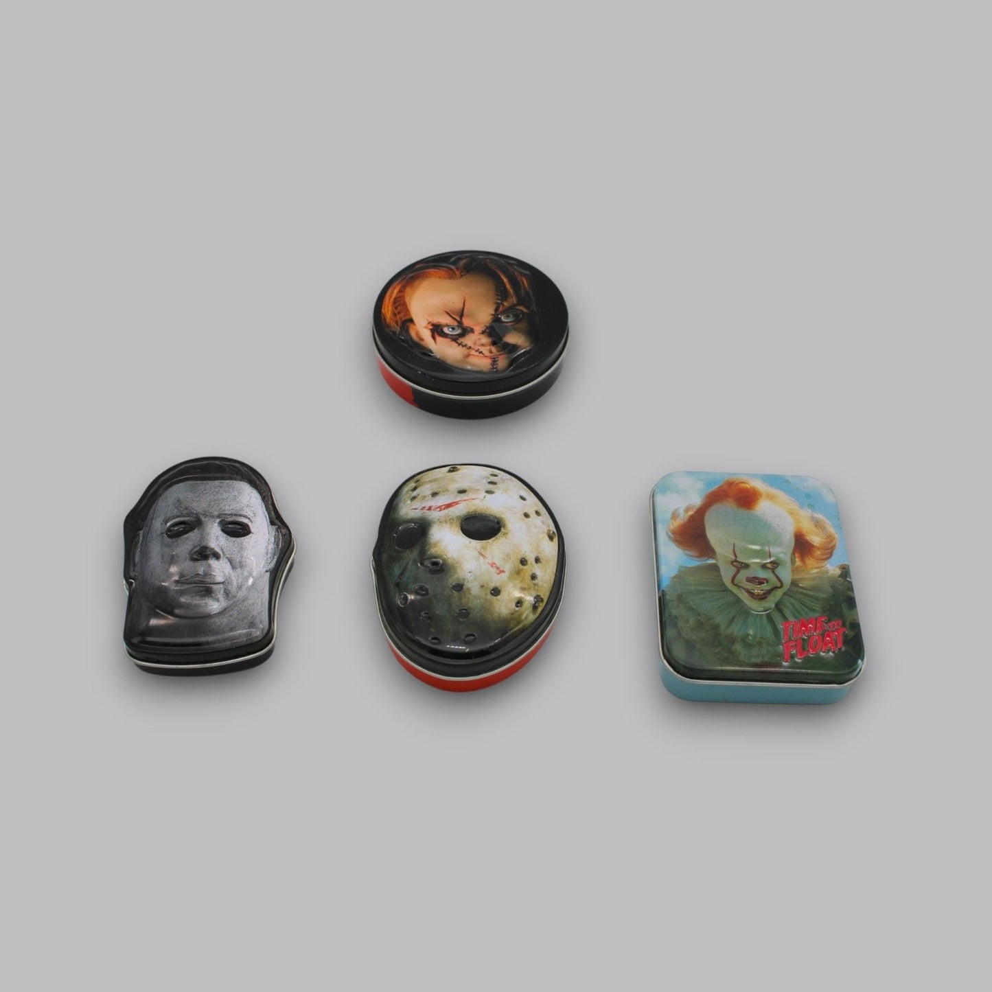 Horror Movie Candy Tins Set Of 4 Halloween Jason Chucky Pennywise Collectibles