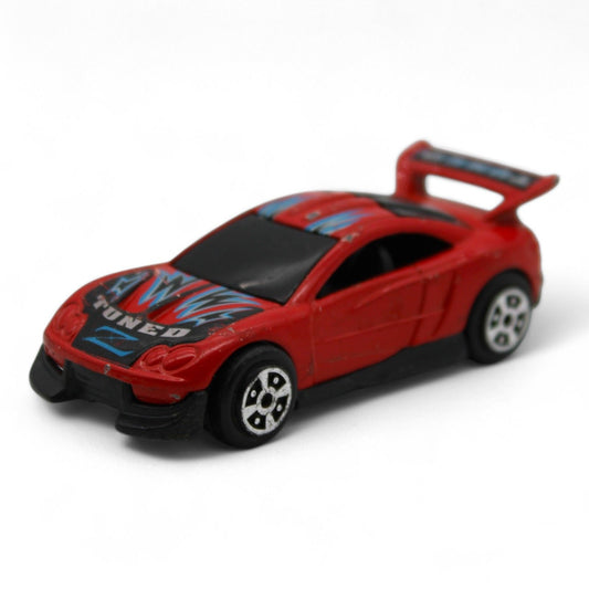 This vintage Yat Ming No. 838 diecast tuner car features a bold red finish, custom "Tuned" graphics, and 1:64 scale collectible rarity.
