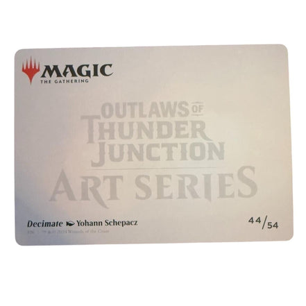 Back of the Magic The Gathering Decimate art card from Thunder Junction series