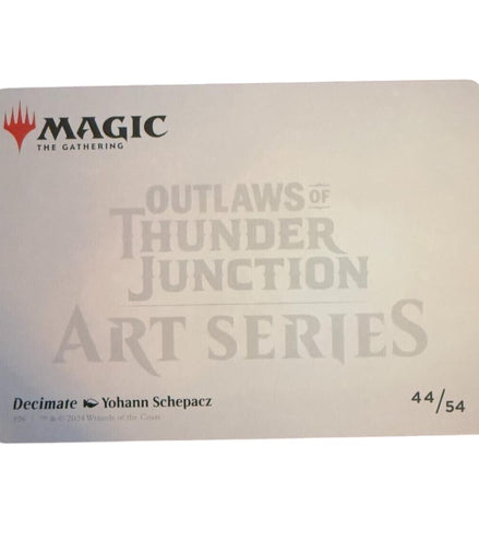 Back of the Magic The Gathering Decimate art card from Thunder Junction series